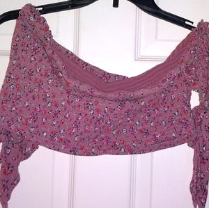 Lavender flutter sleeve crop top